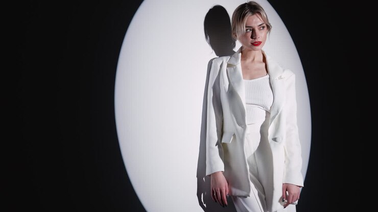 Stylish Woman in White Suit