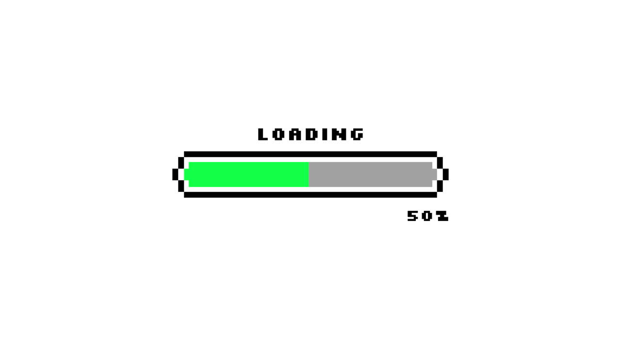 Pixel Art Loading Bar Progressing on White Background