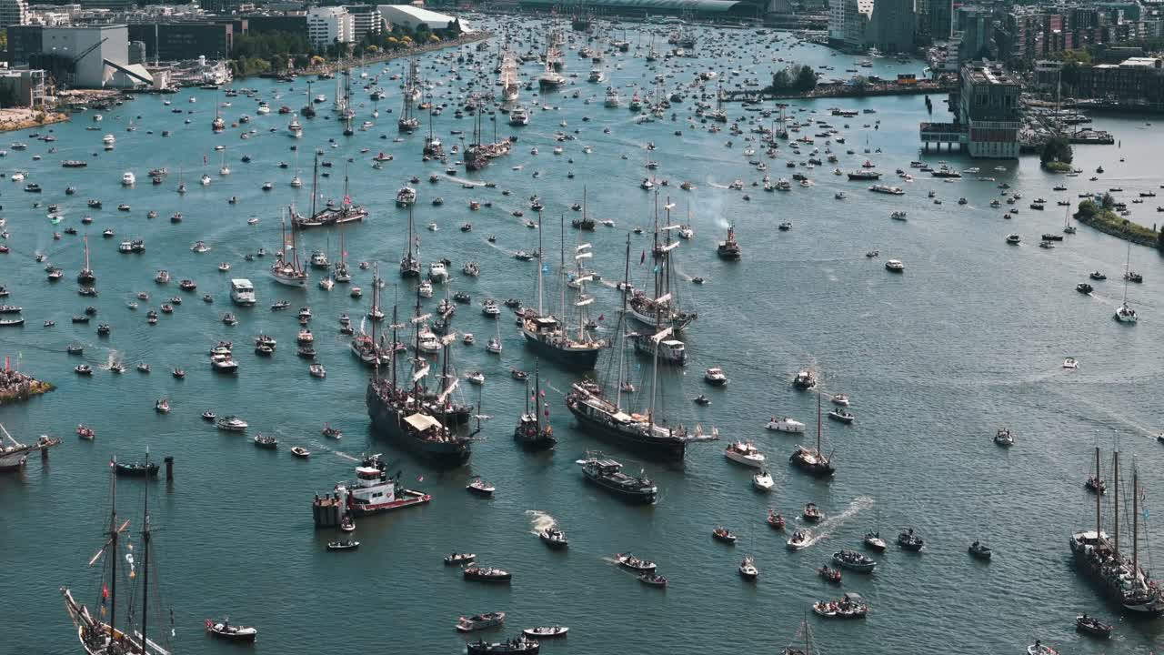 Thousands of sailboats fill the water during the final day of SAIL Amsterdam