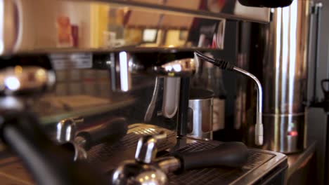 close-up of a commercial espresso machine