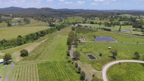 drone captures scenic fields and winding roads