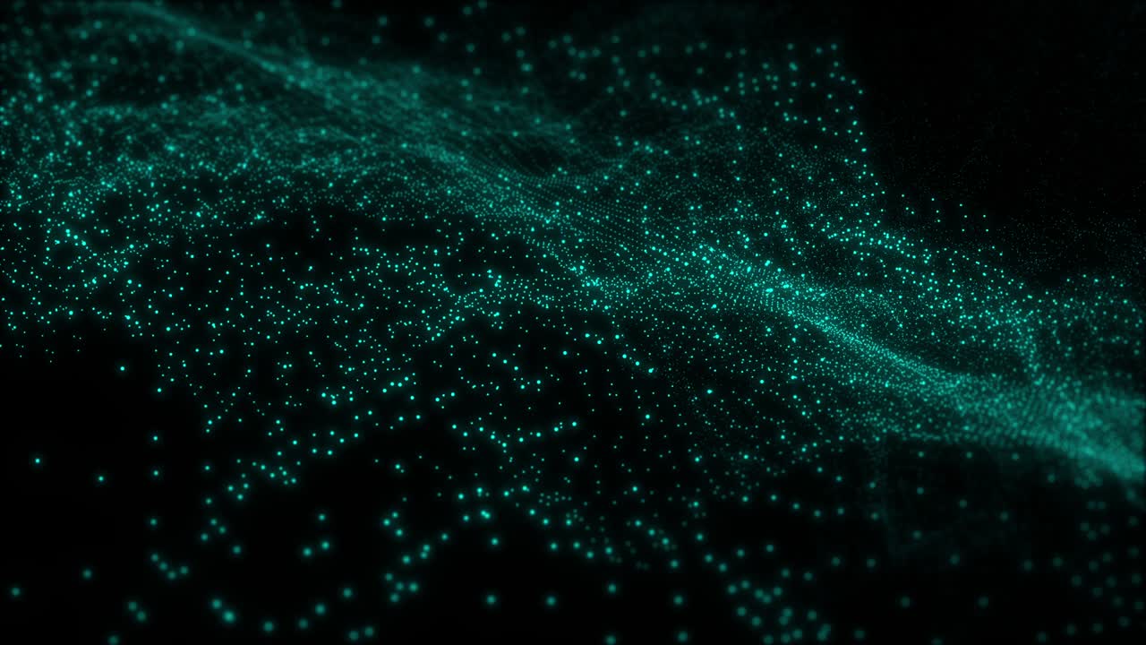 Abstract dot waves background. This  motion graphic is designed for digital, technology, network and cyber. Green and blue tone.