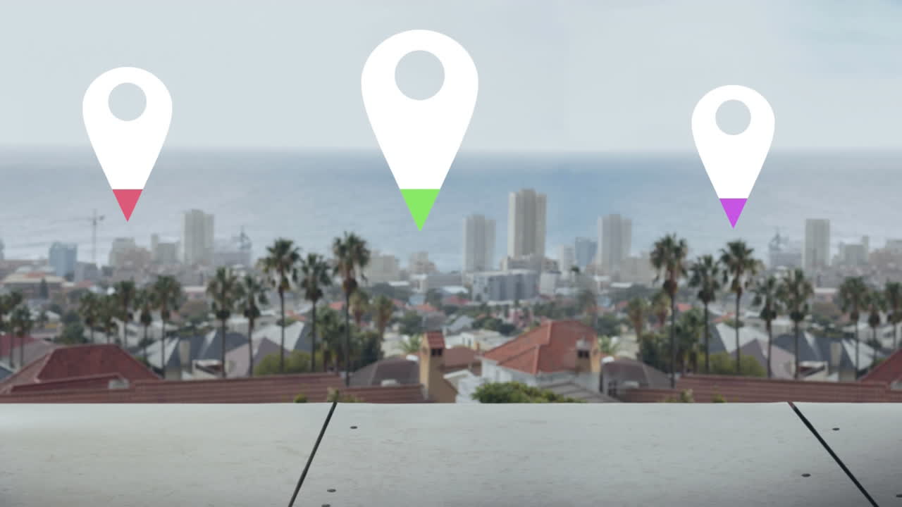 alfileres de ubicación sobre el paisaje