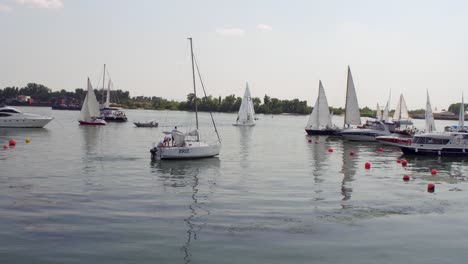 sailing boats on river