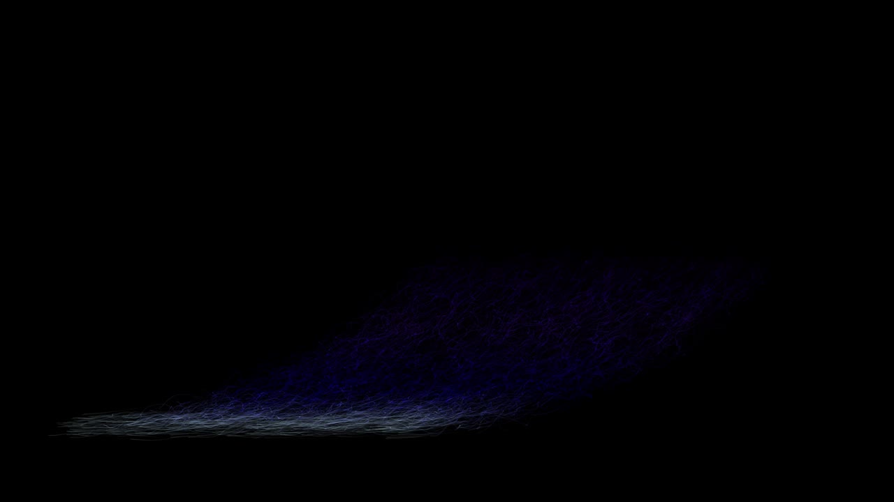 추상적인 선은 입자의 혼란스러운 움직임으로 검은 바탕에 폭발을 일으킨다.