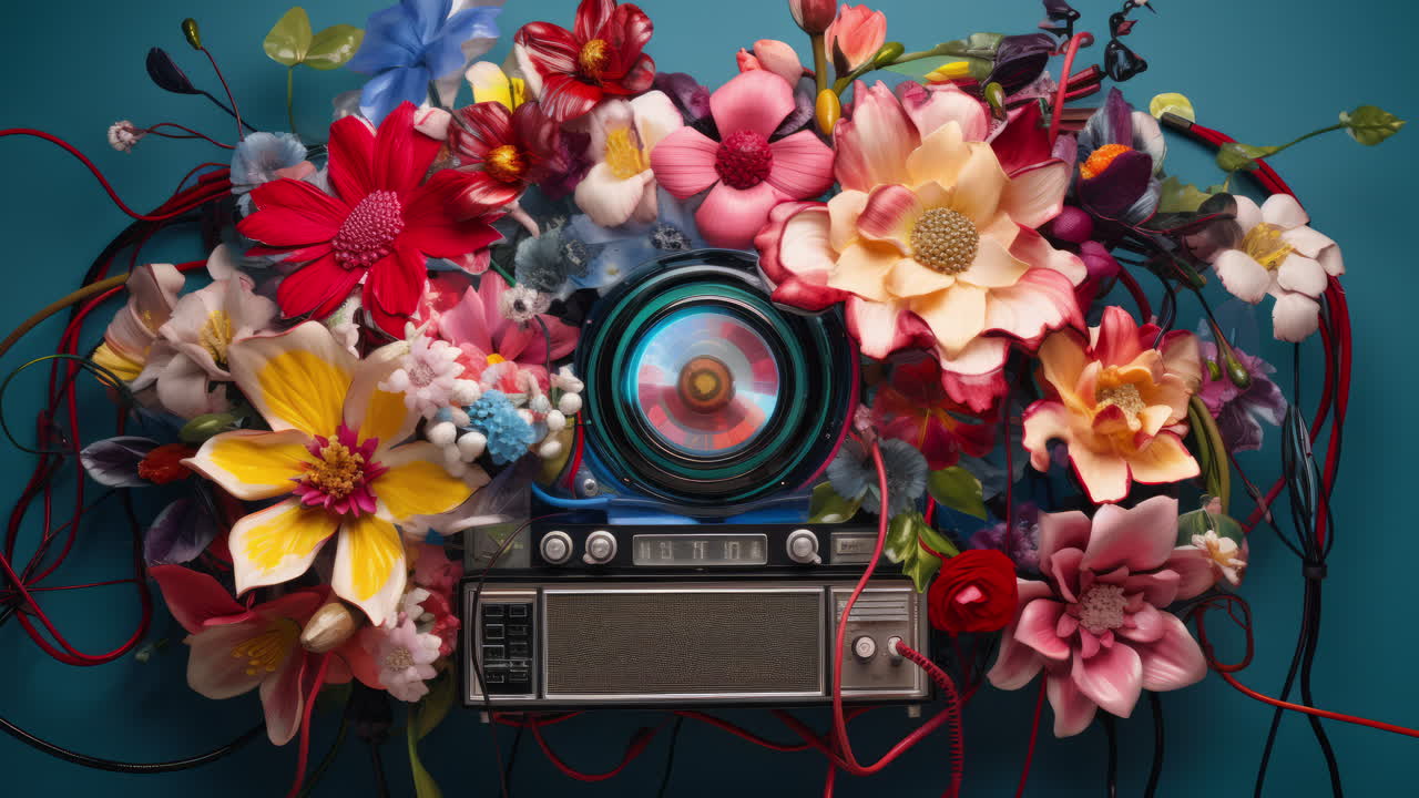 오버레이드 필름 글리치 텍스처를 가진 레트로 텔레비전 세트