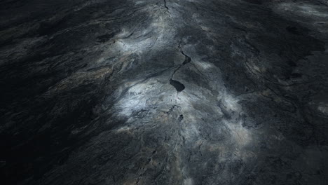 aerial view of a volcanic lava field