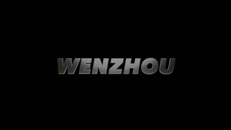 City-of-Wenzhou,-China,-3D-graphic-title-brushed-steel-look,-fill-and-alpha-channel