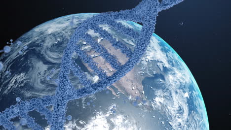 animation of dna strand and molecules over globe