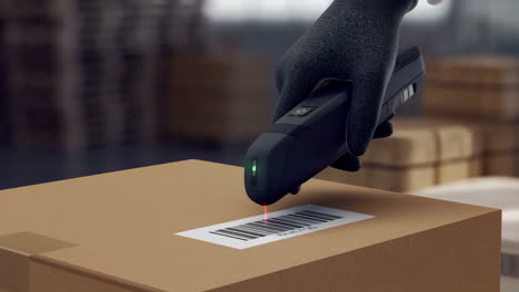 scanning a barcode on a package