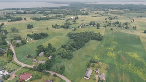 the scenic reveal of two big lakes in an aerial drone shot of a cinematic aerial landscape view 4k