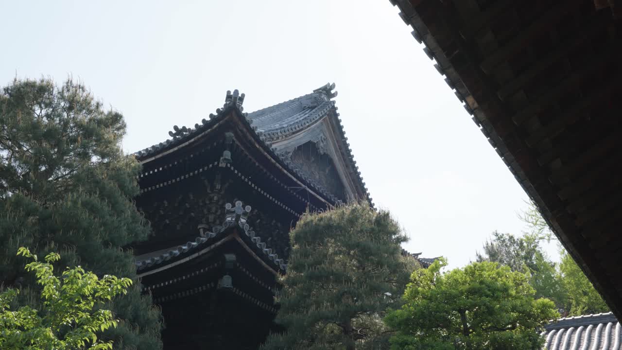 Big wooden japanese temple buildings at Chionin temple, Kyoto, Japan