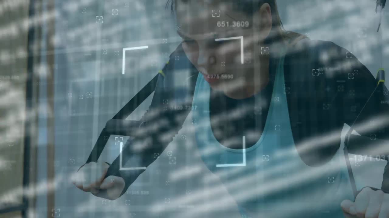 체육관에서 운동하는 여성에 대한 데이터 처리에 대한 범위