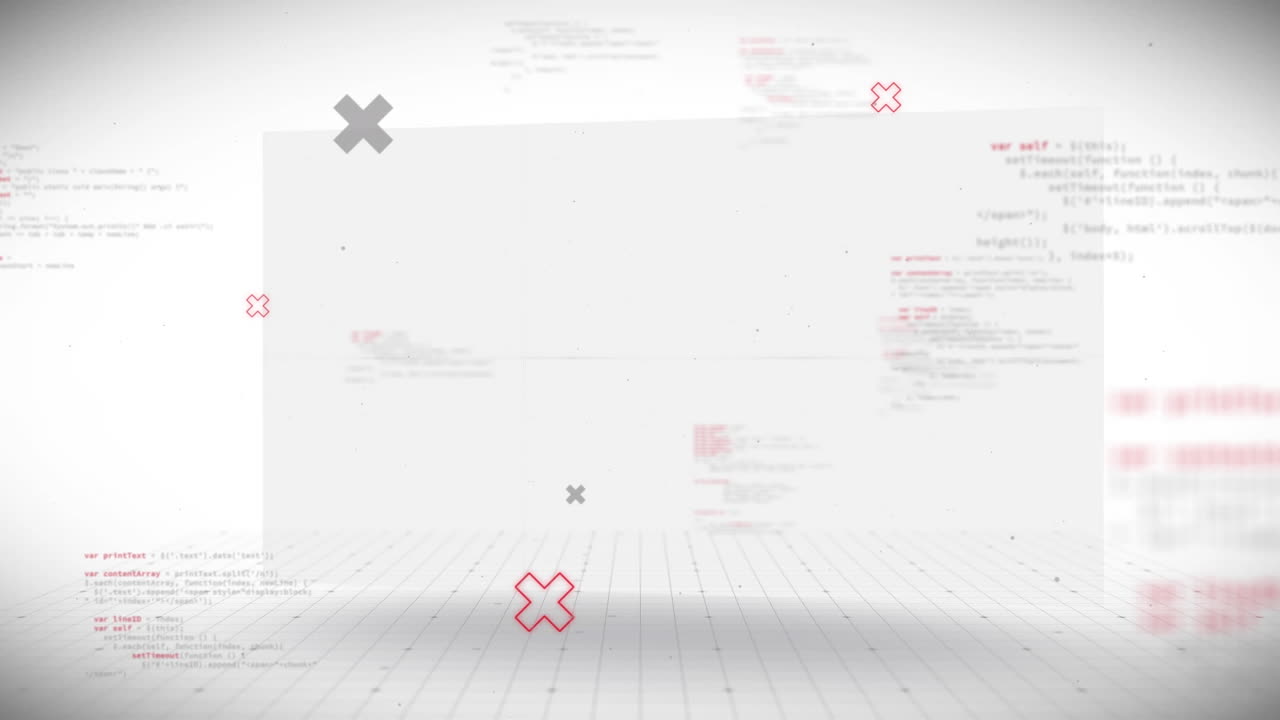 Animation of data processing over screen on white background
