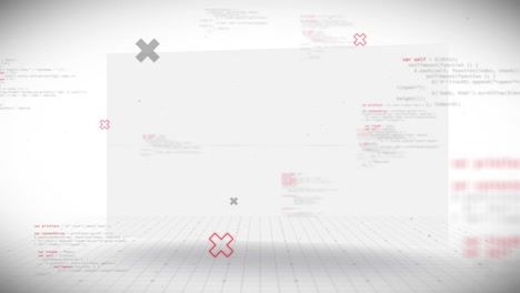 animación del procesamiento de datos en pantalla sobre fondo blanco.