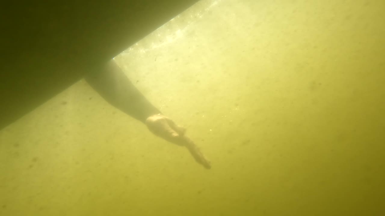 surfer på longboard padler filmet fra under vandet 002