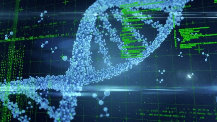 Animation of dna strand spinning and medical data processing