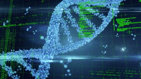 Animation-of-dna-strand-spinning-and-medical-data-processing