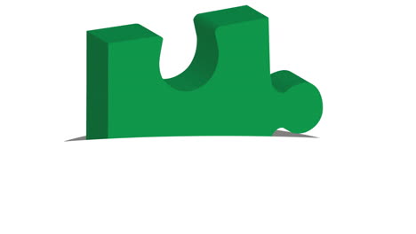 animation of green piece of puzzle on white background