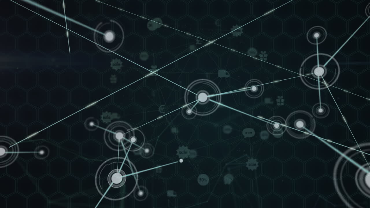 Animation of network of connections over dark background