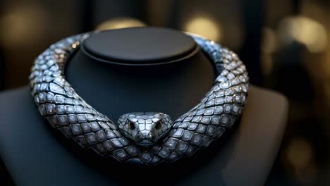 stunning silver snake necklace adorned with diamond scales