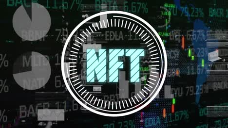 animación del texto nft sobre el procesamiento de datos
