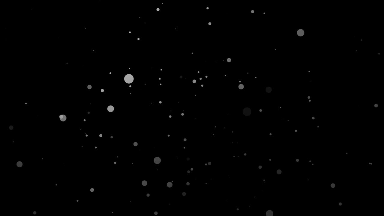 Beautiful loopable circle snow white digital falling down particles and flare light floating blurry glitter particles lights on black background.4K seamless loop new year themed background for winter Christmast