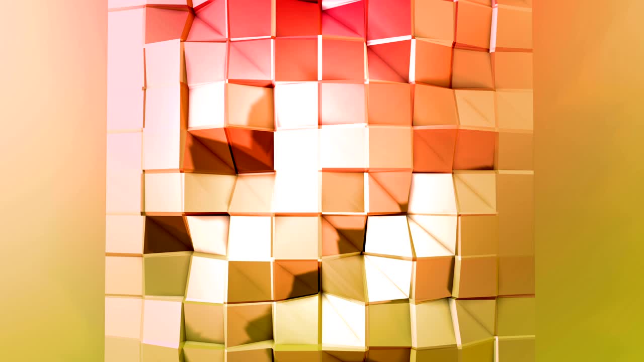 4k limpio bajo poli fondo animado en bucle. animación 3d sin costuras en estilo geométrico moderno con colores de gradiente modernos. fondo creativo simple. colores de gradientes rojo amarillo 3