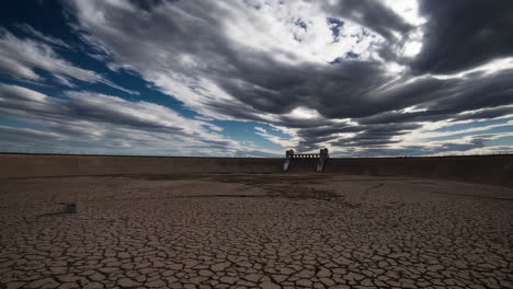 dry reservoir with cracked earth