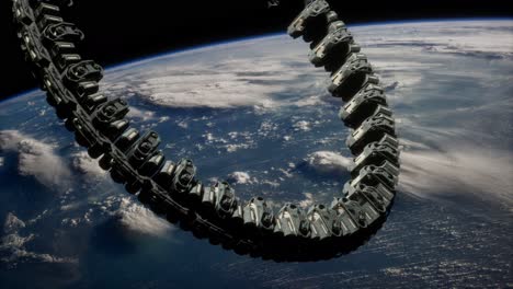estación espacial futurista en órbita terrestre