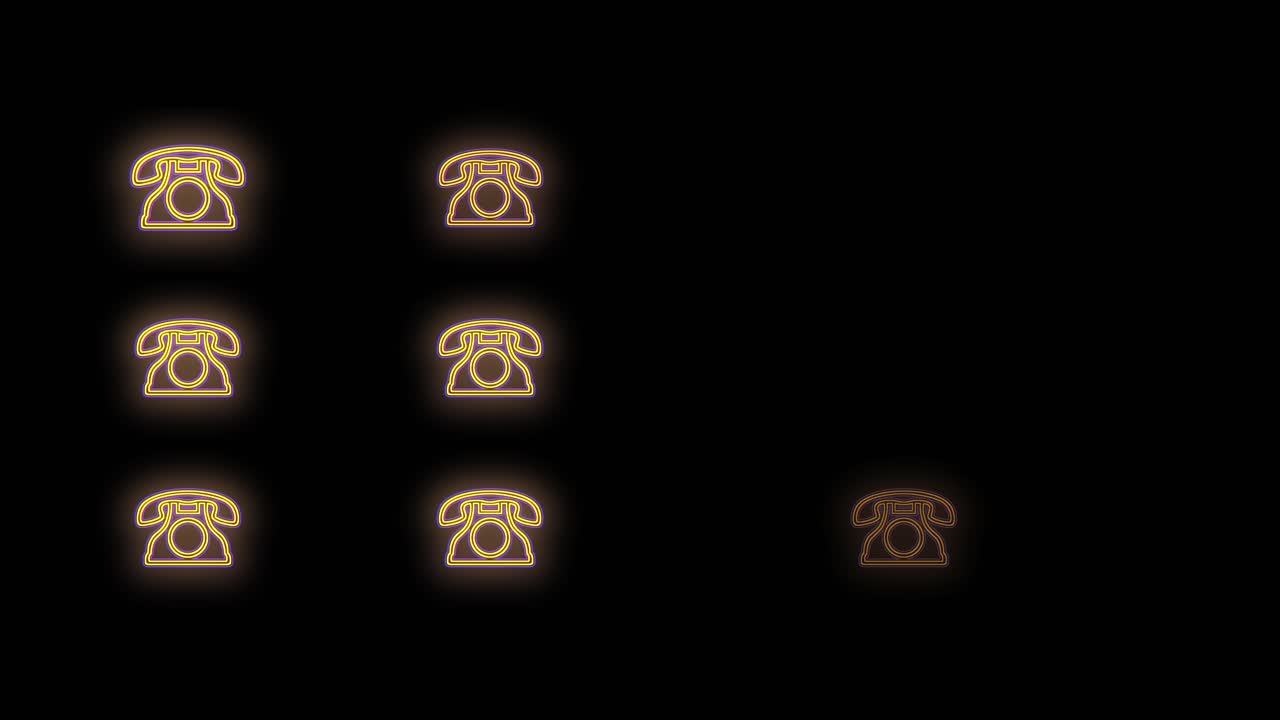 네온 옐로우 레트로 전화 패턴