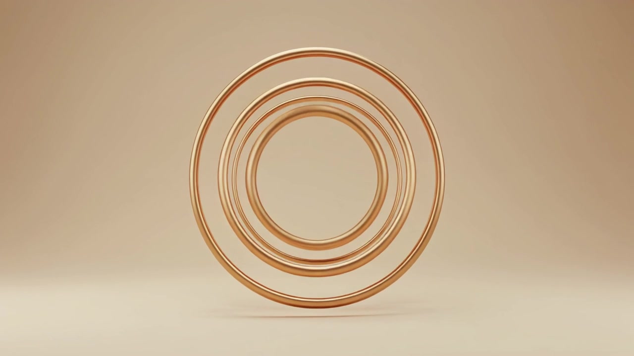 Abstract Animation of Concentric Golden Rings Expanding and Contracting