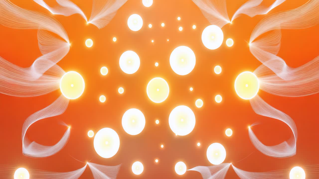 Abstract Orange Background with Glowing White Circles