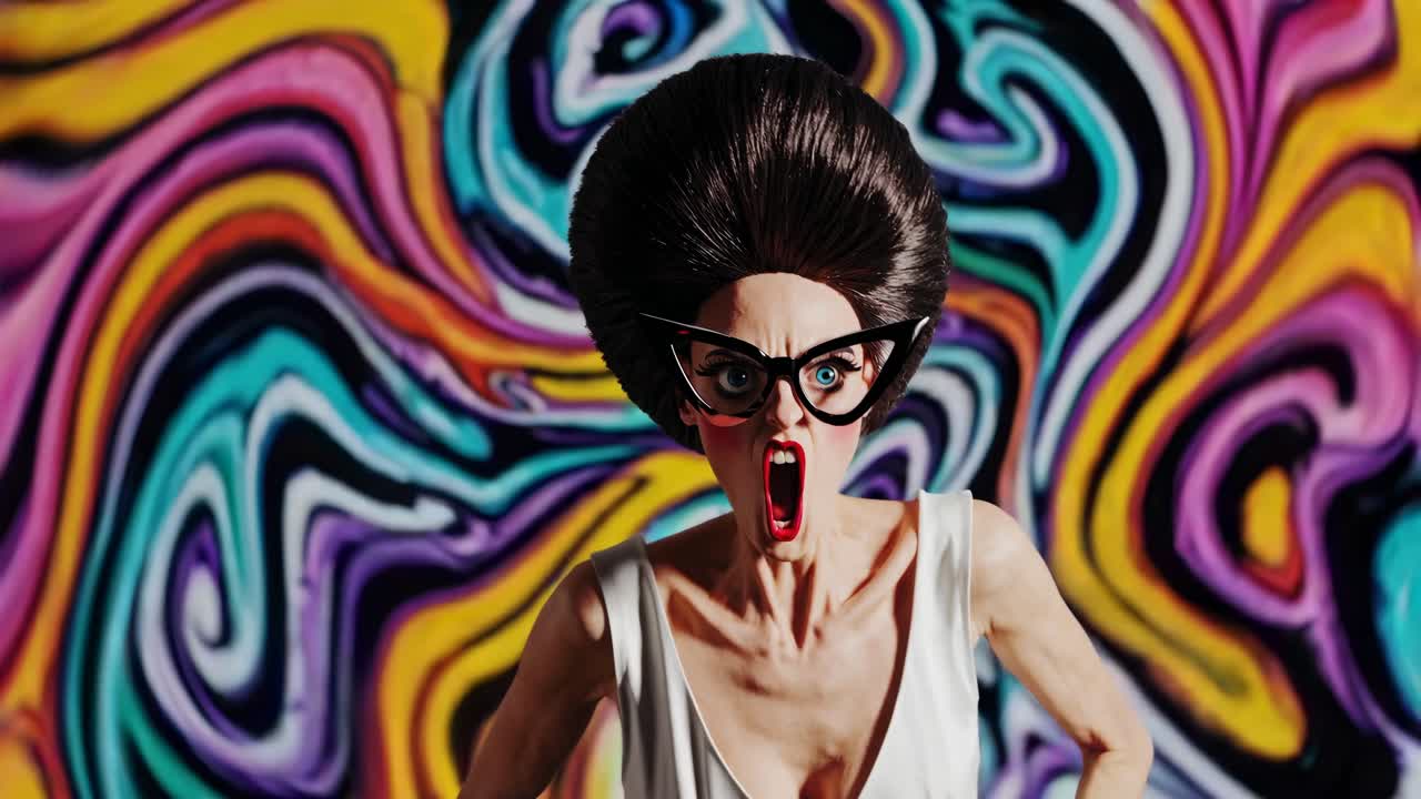 mujer enojada en estilo retro