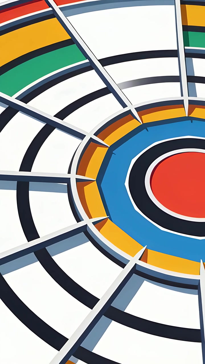 Vertical video: Panning camera in studio revealing rings, spokes and red center, showing color