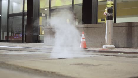 steam from underground subway at manhattan, new york