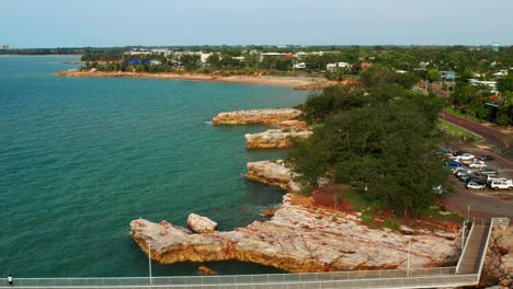 scenery of coastal cliffs on nightcliff pier at darwin in northern territory, australia