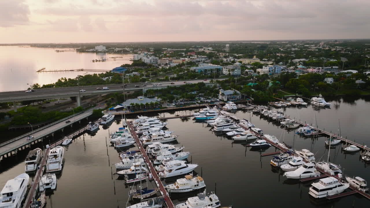 Stuart Florida Sunset Bay Marina at Sunrise Drone Push In