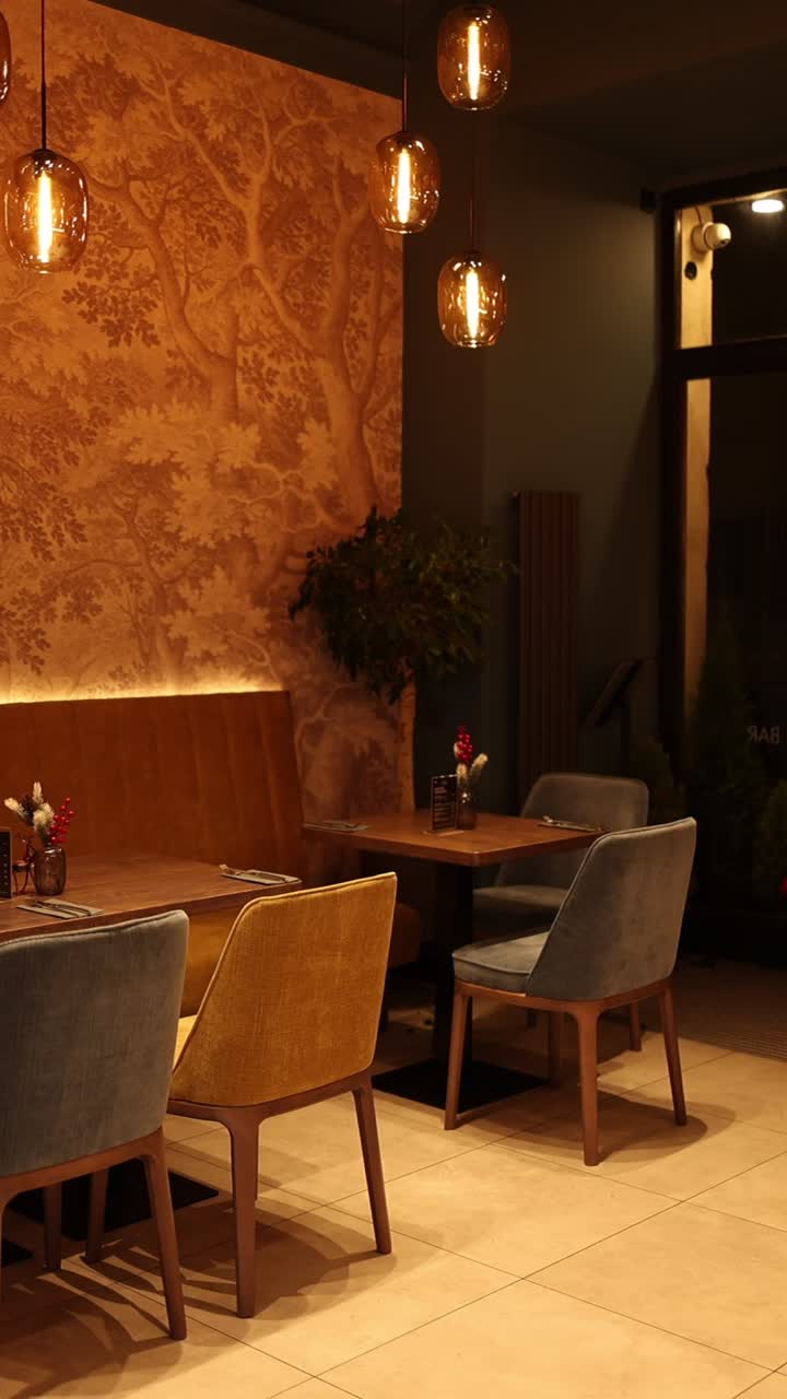 Restaurant Interior with Warm Lighting