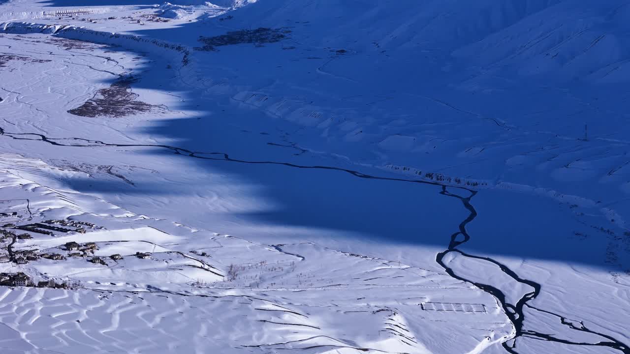 Snowy Mountain Valley with River