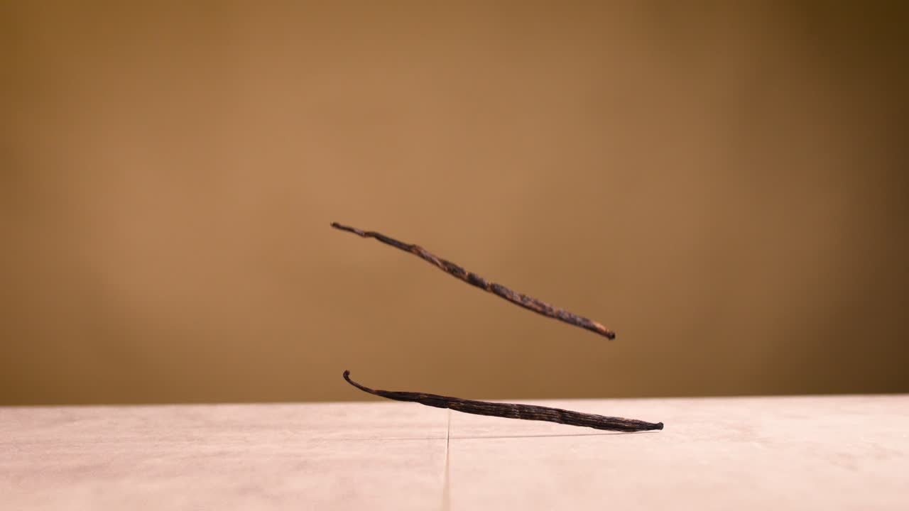 Super slow motion vanilla pod falling on the ground