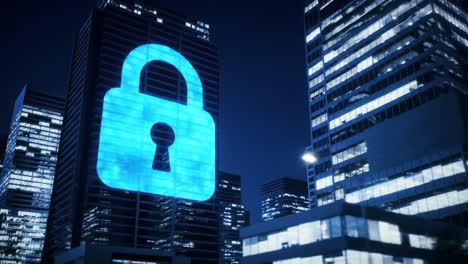 cybersecurity cityscape at night