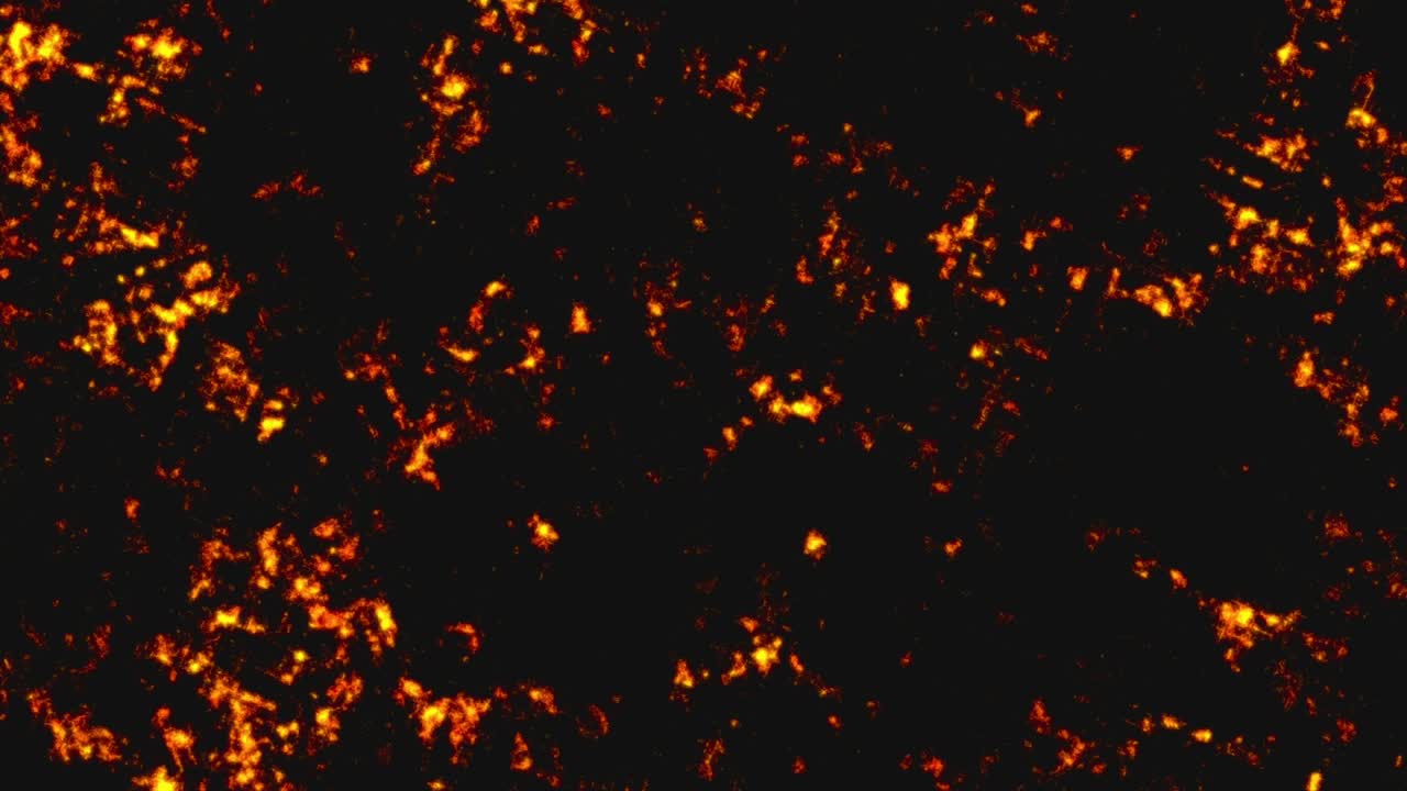 Abstract Fiery Glowing Particles on Black Background