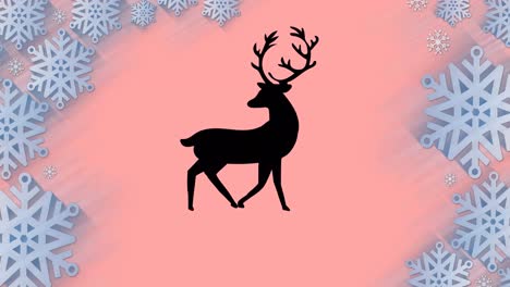 animación de renos sobre la nieve que cae
