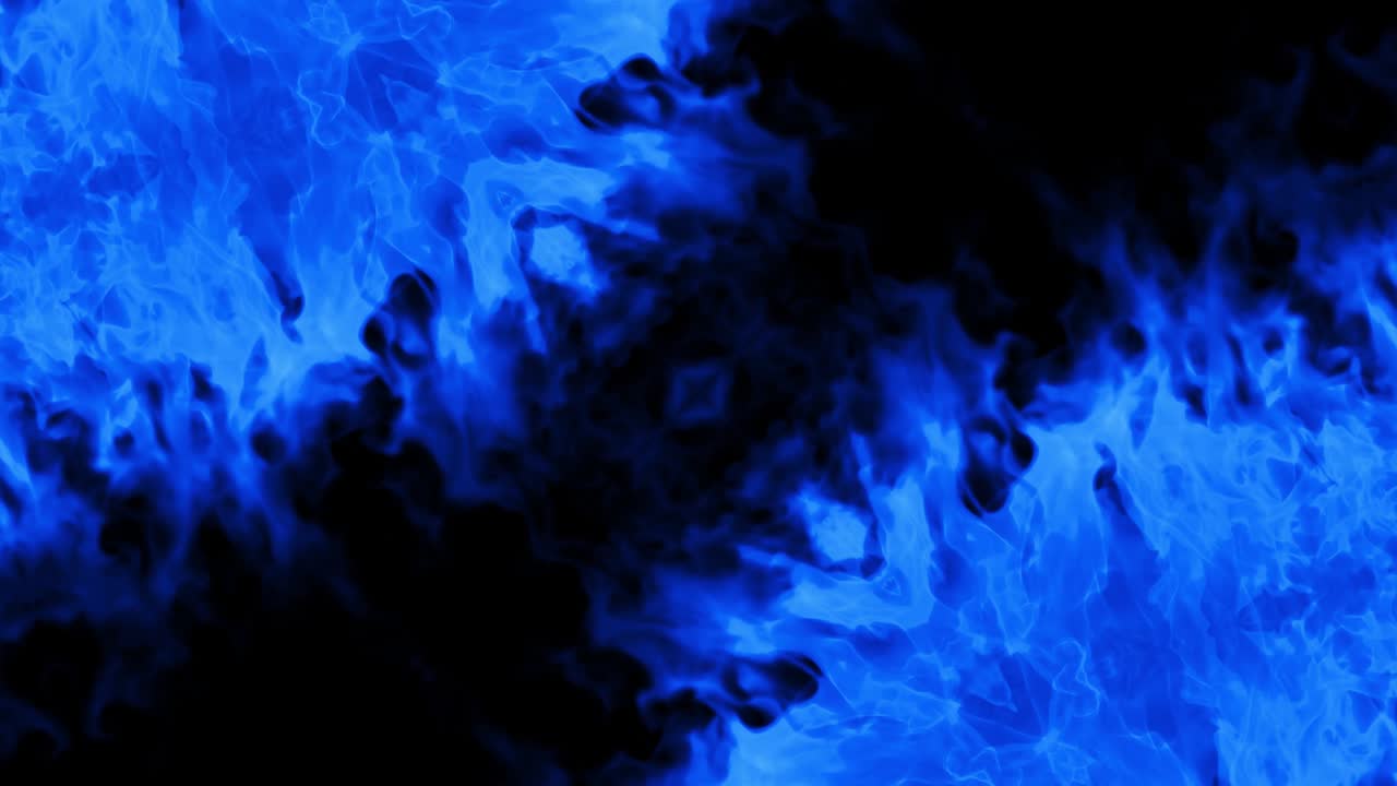 fuego con llamas azules sobre un fondo negro. llama de fuego ardiente. flujo de fuego abstracto es caleidoscopio. budismo flor de mandala, kaleido. azul ardiente brillante. fuego fuerte. campos ardientes. bucle 4k