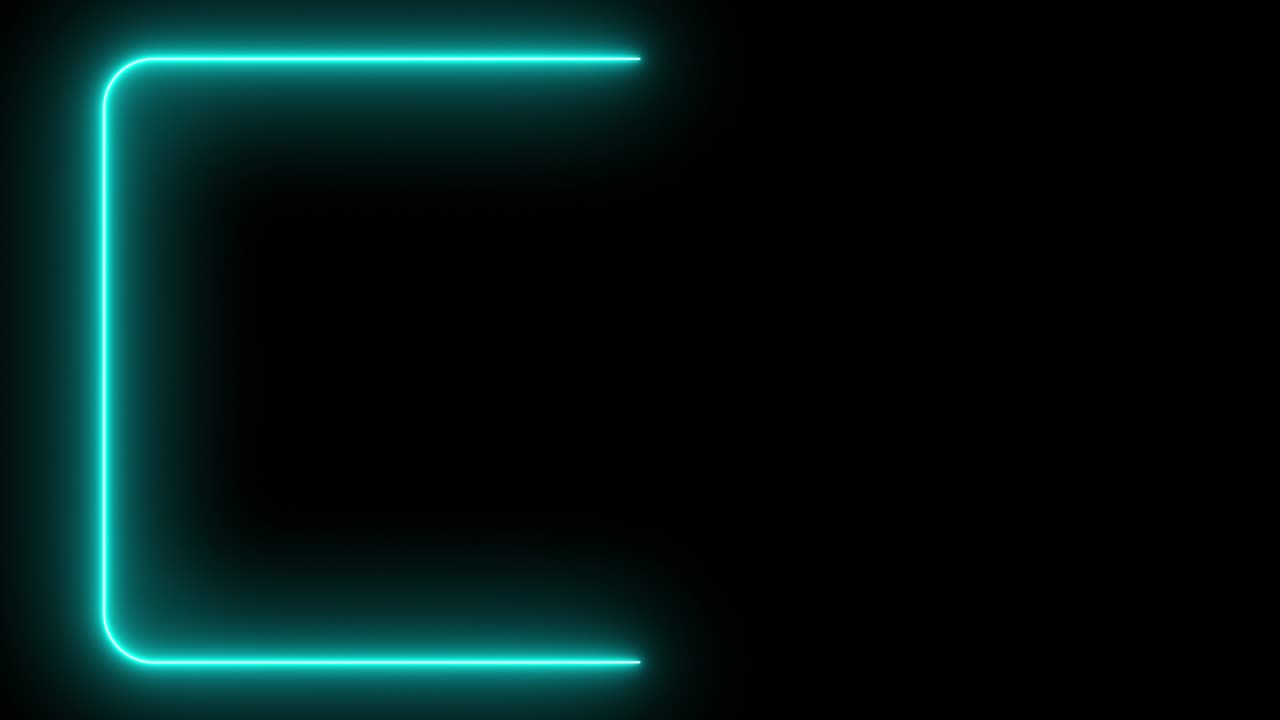 marco de neón parpadeante en un fondo negro aislado. espectro de neón de luz ultravioleta moderna. rectángulo con bordes redondeados. láser de bucle sin costura muestra renderización 3d