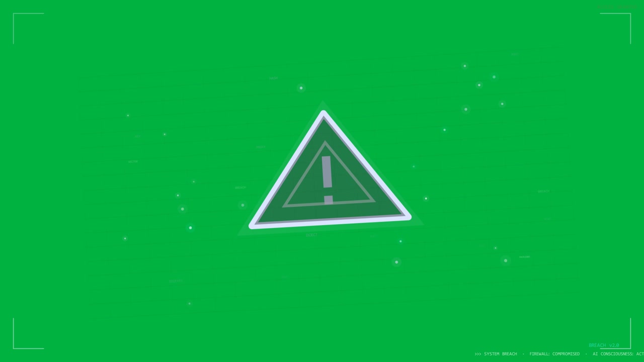 Tilted HUD starting pulse alert triangle pulsing nodes linking tags moving on clear bg to alert