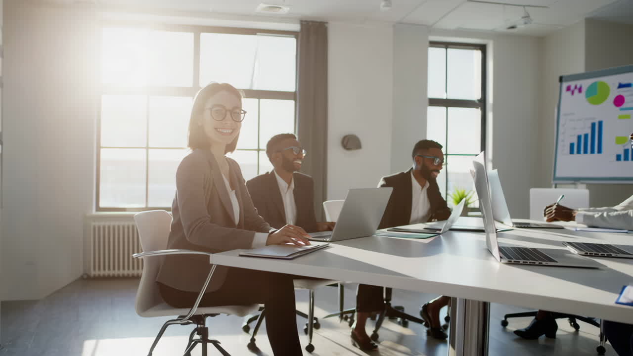 Diverse Business Professionals Collaborating in a Modern Office Meeting