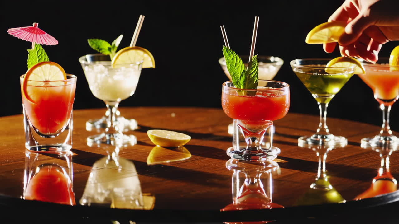 Colorful Cocktails on a Table