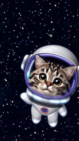 cute cat astronaut floating in space